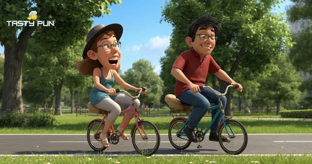 Funny Cyclist Pick Up